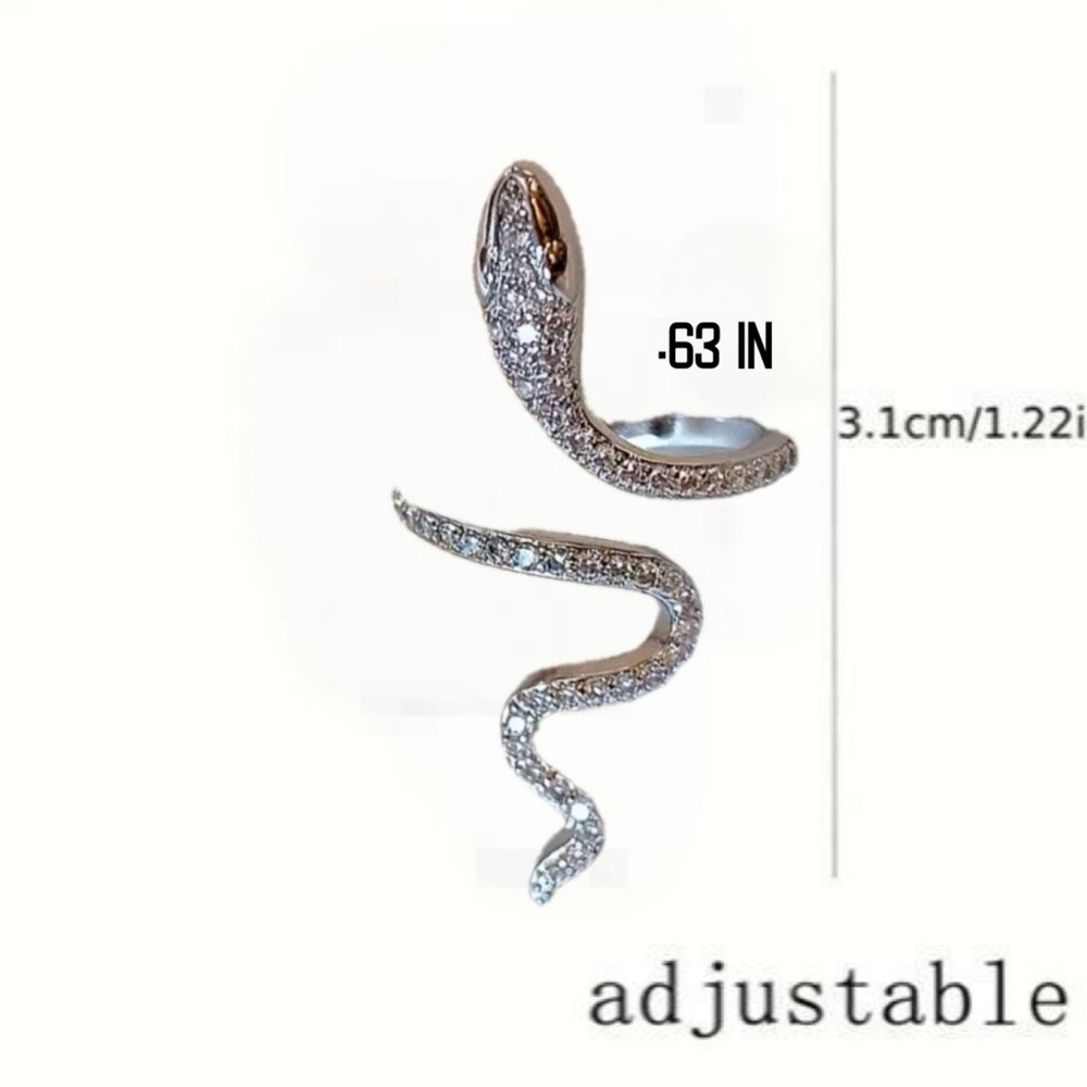 Silver Snake Ring with Crystals, NEW - Picture 2 of 7